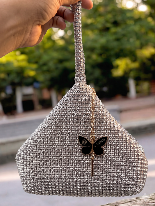 Slingss Luxury Range Exclusive Diamond Studded Partywear Samosa Shaped Potli bag For Ladies