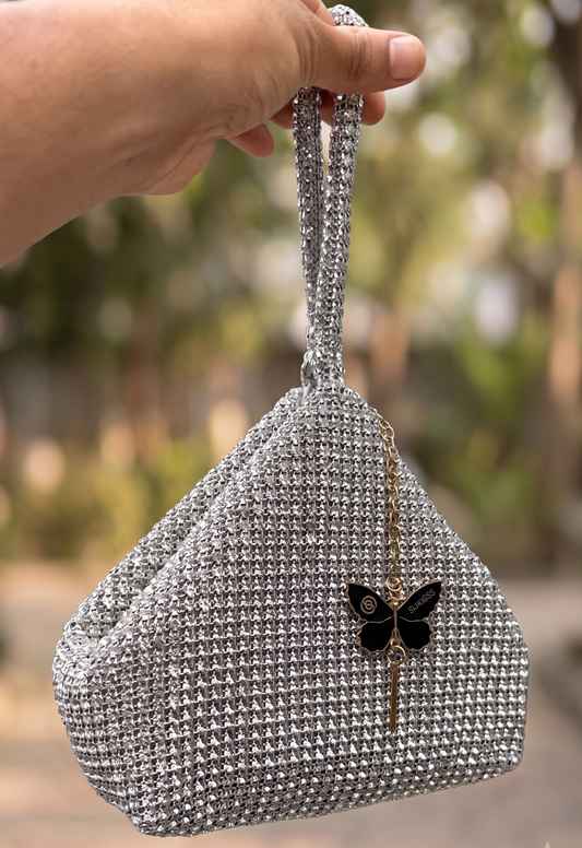 Slingss Luxury Range Exclusive Diamond Studded Partywear Samosa Shaped Potli bag For Ladies