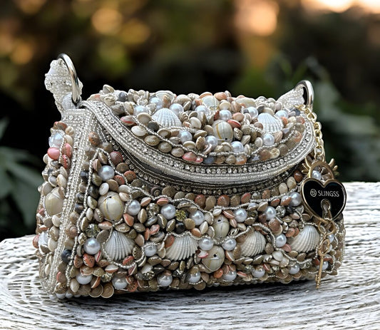 Slingss Luxury Range Exclusive Seap Fully Embroidered Handmade Partywear Handbag For Ladies With Handle