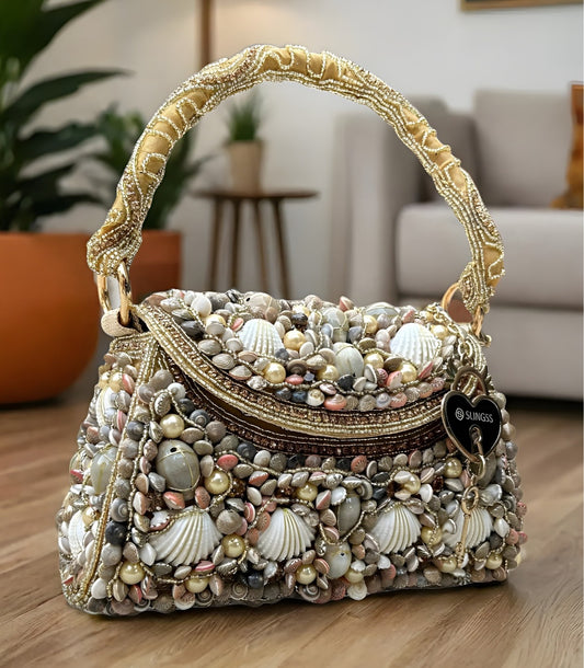 Slingss Luxury Range Exclusive Seap Fully Embroidered Handmade Partywear Handbag For Ladies With Handle