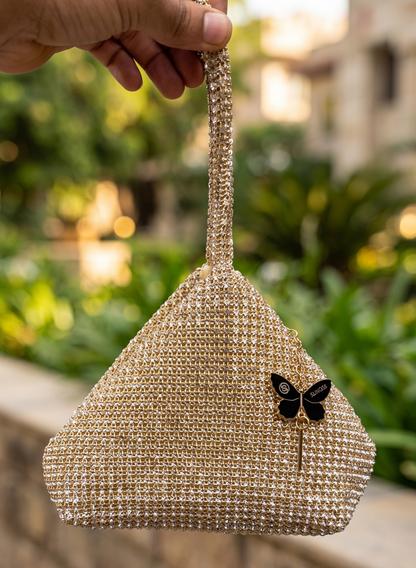 Slingss Luxury Range Exclusive Diamond Studded Partywear Samosa Shaped Potli bag For Ladies