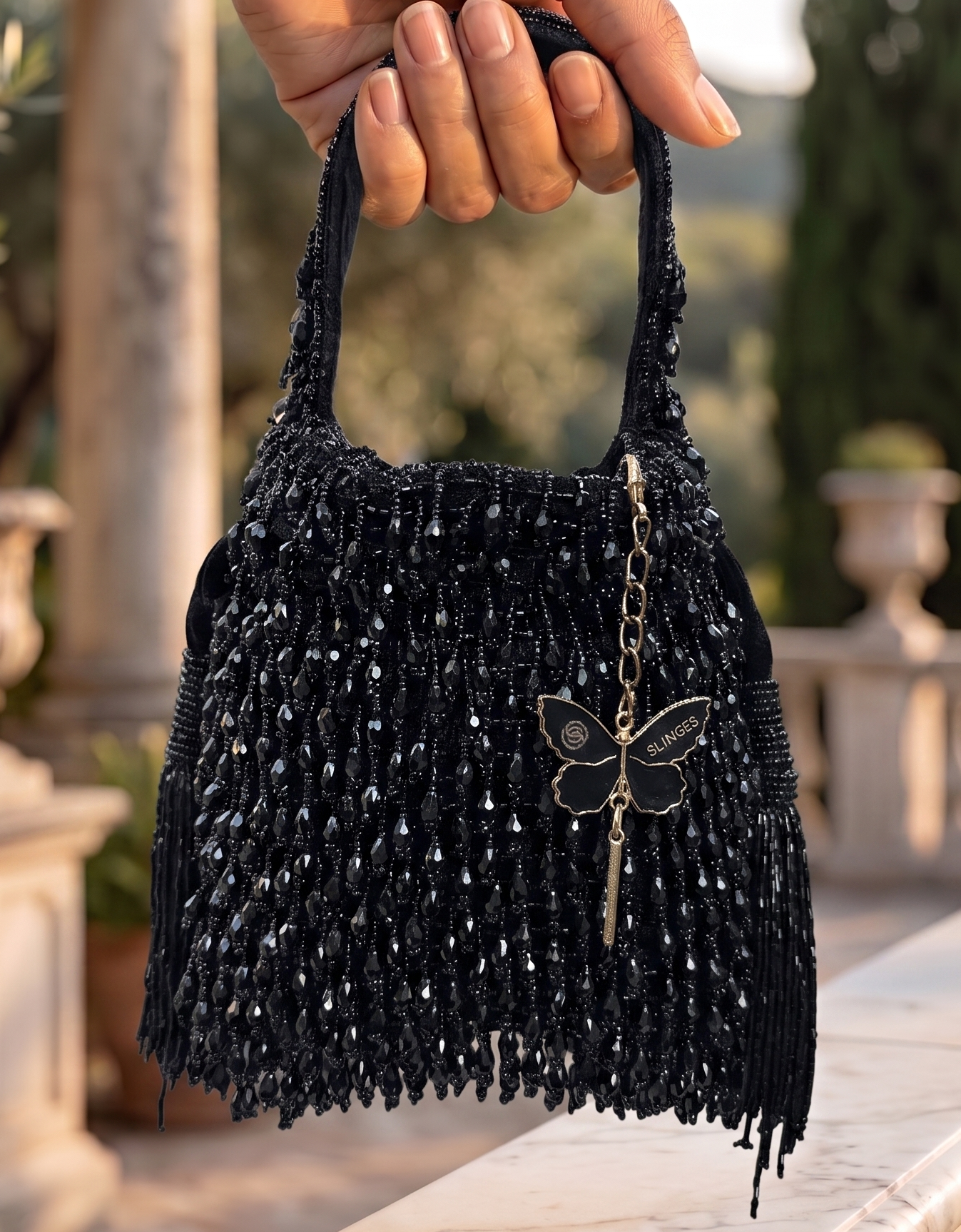 Slingss Exclusive Luxury Range Crystal Partywear Potli For Ladies With Handle