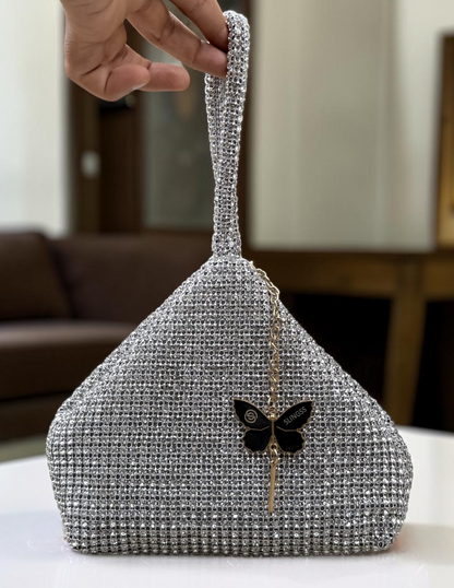 Slingss Luxury Range Exclusive Diamond Studded Partywear Samosa Shaped Potli bag For Ladies