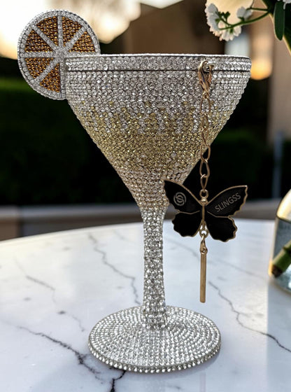 Slingss Super Luxury Wine Shape Exclusive Crystal Partywear Handbag For Ladies With Chain