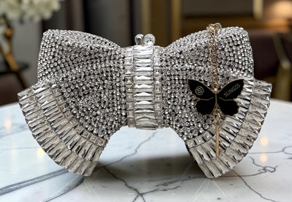 Slingss Super Luxury Butterfly Shape Exclusive Crystal Partywear Handbag For Ladies With Chain