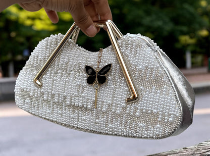 Slingss Luxury Range Pearl Partywear Handbag For Ladies With Handle