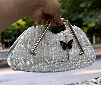 Slingss Luxury Range Pearl Partywear Handbag For Ladies With Handle