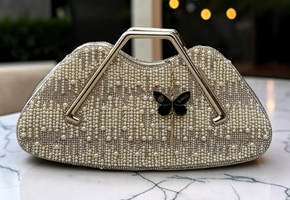 Slingss Luxury Range Pearl Partywear Handbag For Ladies With Handle