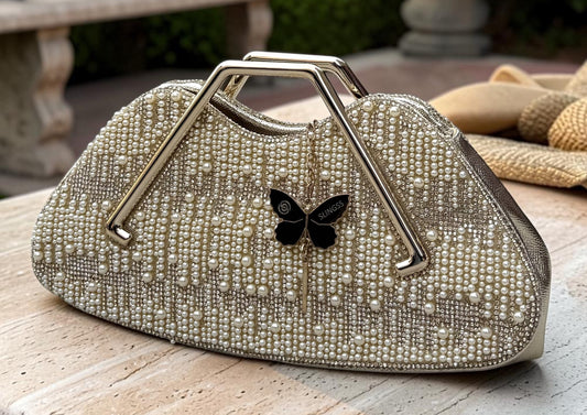Slingss Luxury Range Pearl Partywear Handbag For Ladies With Handle