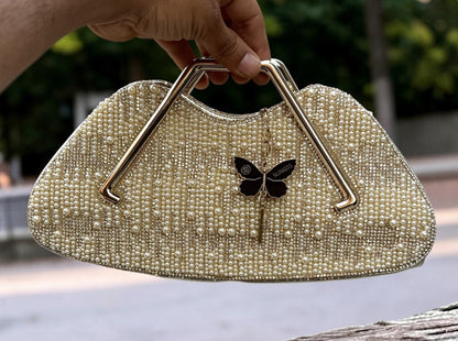 Slingss Luxury Range Pearl Partywear Handbag For Ladies With Handle