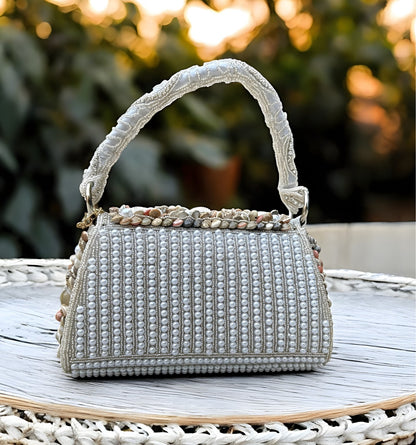 Slingss Luxury Range Exclusive Seap Fully Embroidered Handmade Partywear Handbag For Ladies With Handle