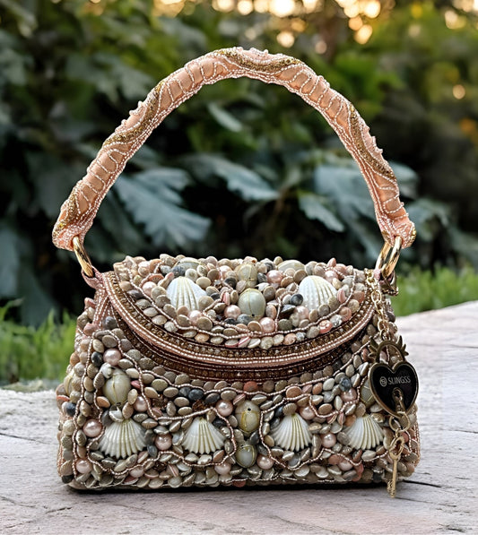 Slingss Luxury Range Exclusive Seap Fully Embroidered Handmade Partywear Handbag For Ladies With Handle