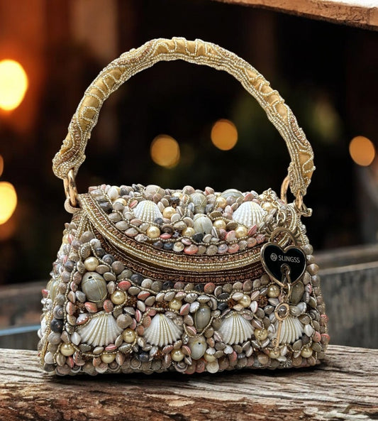 Slingss Luxury Range Exclusive Seap Fully Embroidered Handmade Partywear Handbag For Ladies With Handle