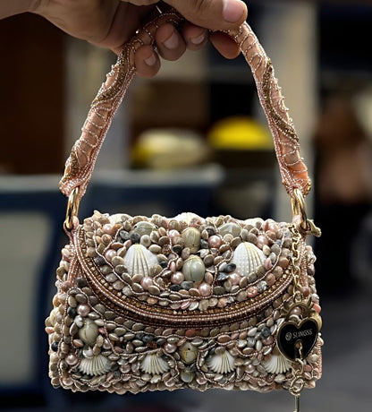 Slingss Luxury Range Exclusive Seap Fully Embroidered Handmade Partywear Handbag For Ladies With Handle