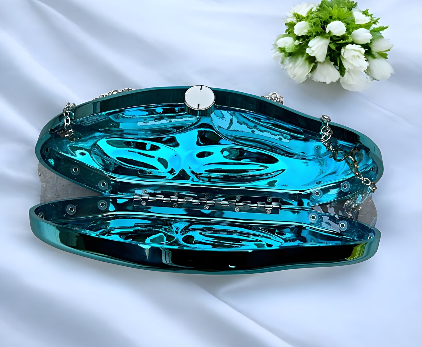 Slingss Premium Acrylic Partywear Clutch For Ladies With Long Chain