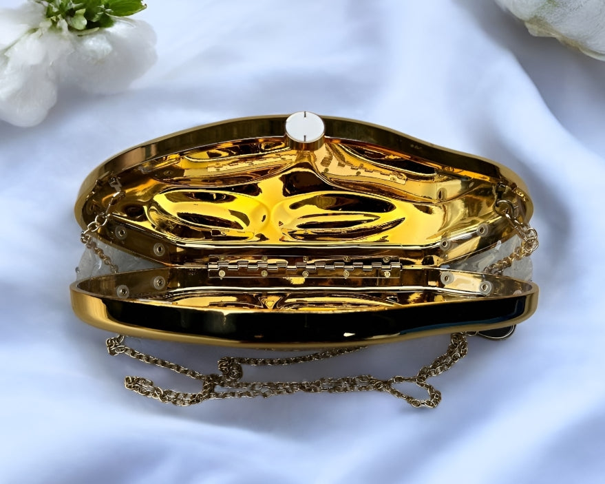 Slingss Premium Acrylic Partywear Clutch For Ladies With Long Chain