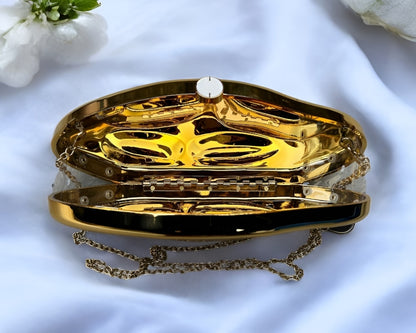 Slingss Premium Acrylic Partywear Clutch For Ladies With Long Chain