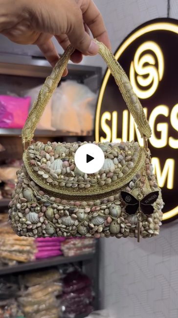 Slingss Luxury Range Exclusive Seap Fully Embroidered Handmade Partywear Handbag For Ladies With Handle