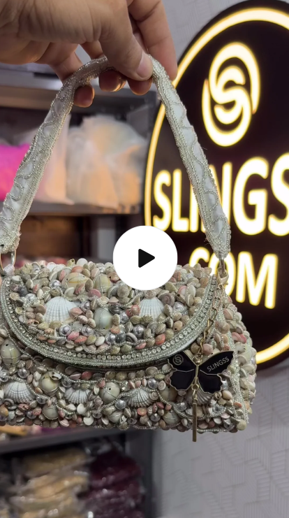 Slingss Luxury Range Exclusive Seap Fully Embroidered Handmade Partywear Handbag For Ladies With Handle