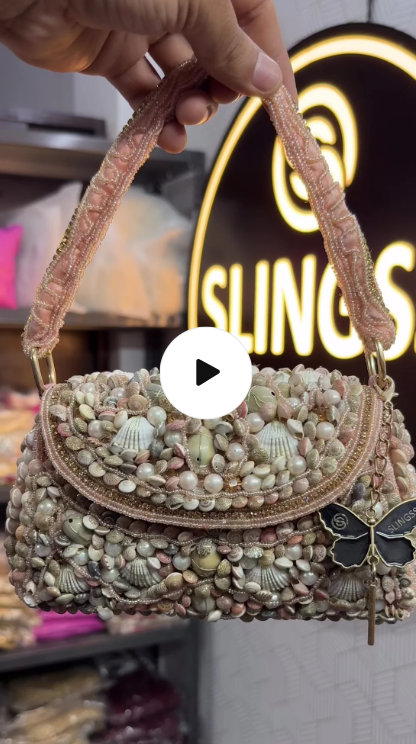 Slingss Luxury Range Exclusive Seap Fully Embroidered Handmade Partywear Handbag For Ladies With Handle