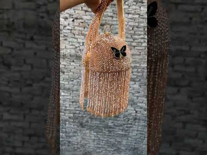 Slingss Exclusive Luxury Range Ball Shaped Crystal Partywear Handbag For Ladies With Handle