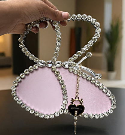 Slingss Exclusive Premium Butterfly Shaped Partywear Diamond Embroidered Handbag For Ladies