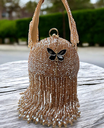 Slingss Exclusive Luxury Range Ball Shaped Crystal Partywear Handbag For Ladies With Handle