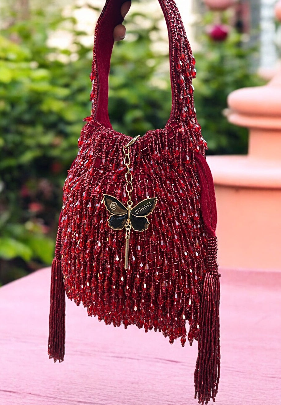 Slingss Exclusive Luxury Range Crystal Partywear Potli For Ladies With Handle