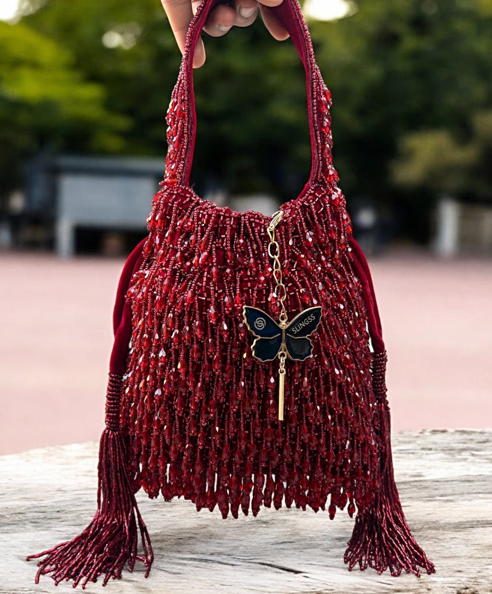 Slingss Exclusive Luxury Range Crystal Partywear Potli For Ladies With Handle