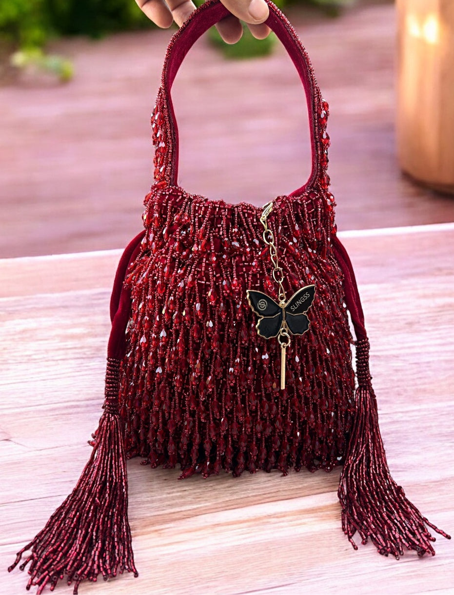 Slingss Exclusive Luxury Range Crystal Partywear Potli For Ladies With Handle