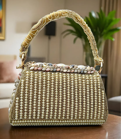 Slingss Luxury Range Exclusive Seap Fully Embroidered Handmade Partywear Handbag For Ladies With Handle